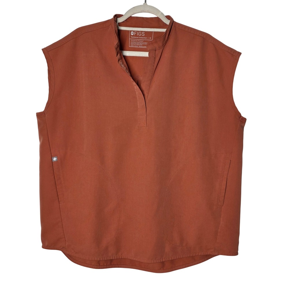 FIGS Rafaela Scrub Top Medium Clay Rust Mandarin Collar WXXSW1003N Womens - Picture 2 of 11